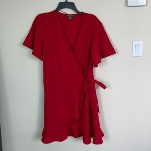 Red wrap dress